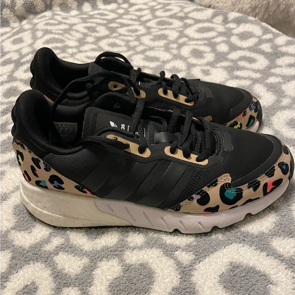 Size 5.5 leopard print Adidas shoes